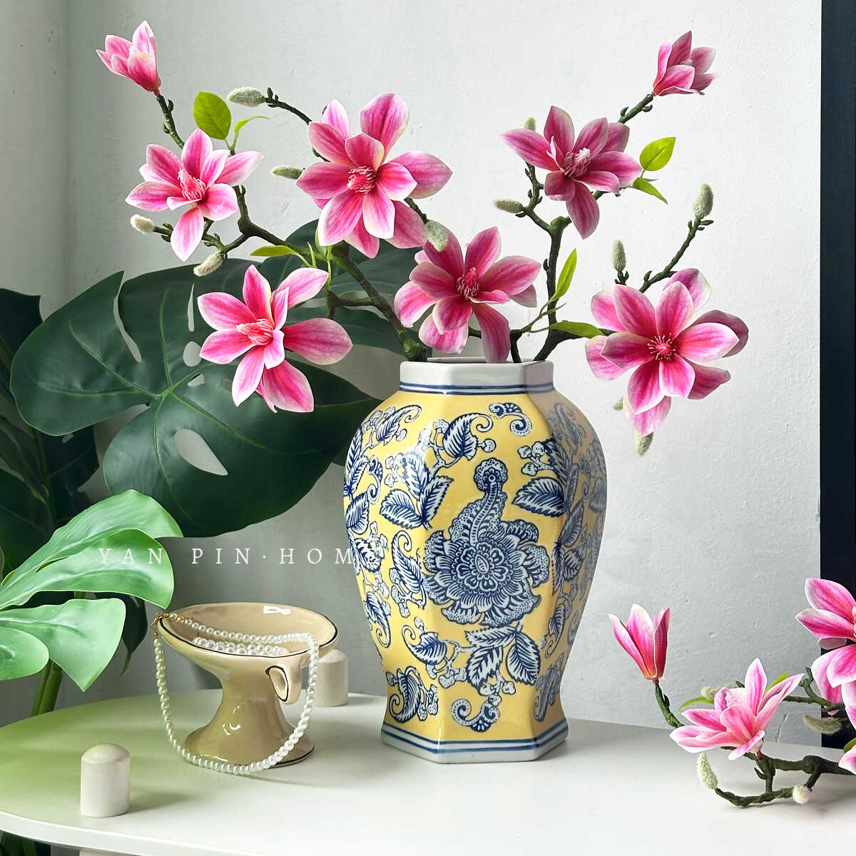 新中式陶瓷花瓶摆件客厅插干花器样板