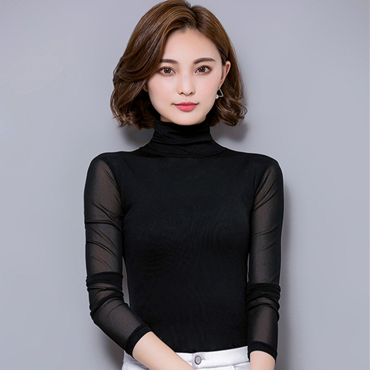 蕾丝加绒打底衫女洋气修身