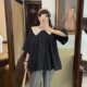 精致蕾丝领~孕妇夏装衬衫上衣2025新款娃娃衫宽松显瘦遮肚哺乳衣