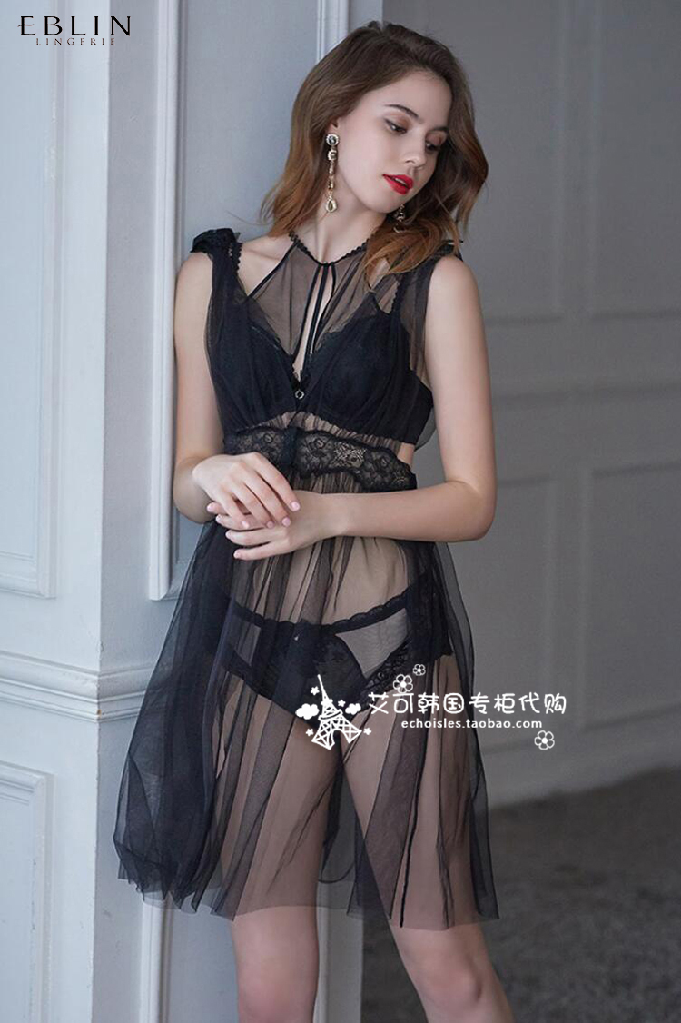 EBLIN 韩国专柜正品代购 婚纱物语 19夏 性感蕾丝透视超薄睡裙