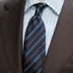 ilLupo藏蓝色底 白色棕色斜条纹 手工半内衬三褶意式真丝提花领带