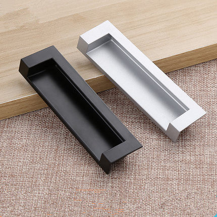 黑色暗装式拉手 现代简约隐形衣柜门把手 嵌入式暗拉手 隐藏把手