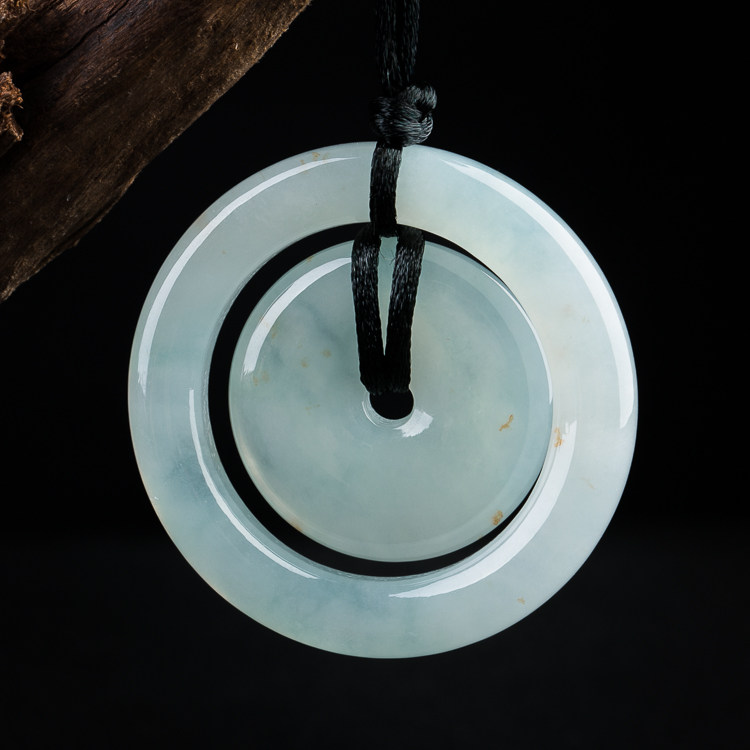 冰种天然缅甸翡翠a货子母扣吊坠 36.83g