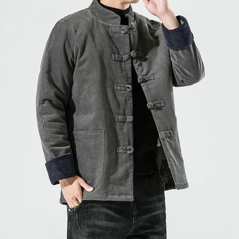 中国风男装冬季加厚棉服汉服禅服中式盘扣中山装男士复古唐装棉袄