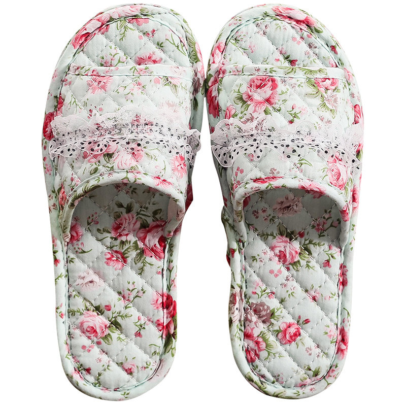 纯棉布艺布底拖鞋男女夏四季秋冬家居室内不伤木地板静音软底拖鞋