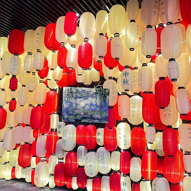 红景区美食节钻石发光国潮防水越南绸布收缩灯笼已售75￥16折后价