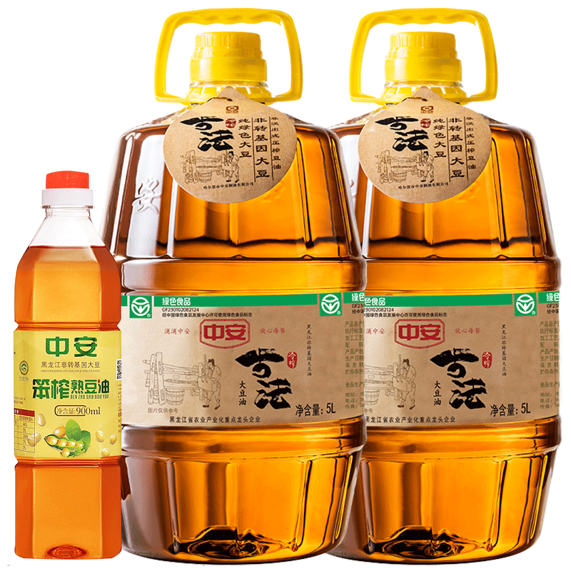 中安非转基因古法冷榨油5l2桶大豆油食用油