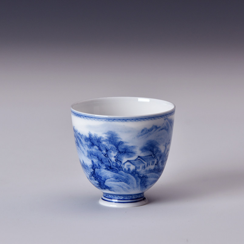 【直供】国家一级美术师 混水青花主人杯 陈迁保工作室