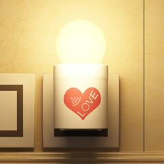 奥轲创意爱心红外无线穿墙遥控小夜灯儿童卧室插电床头灯可换灯泡