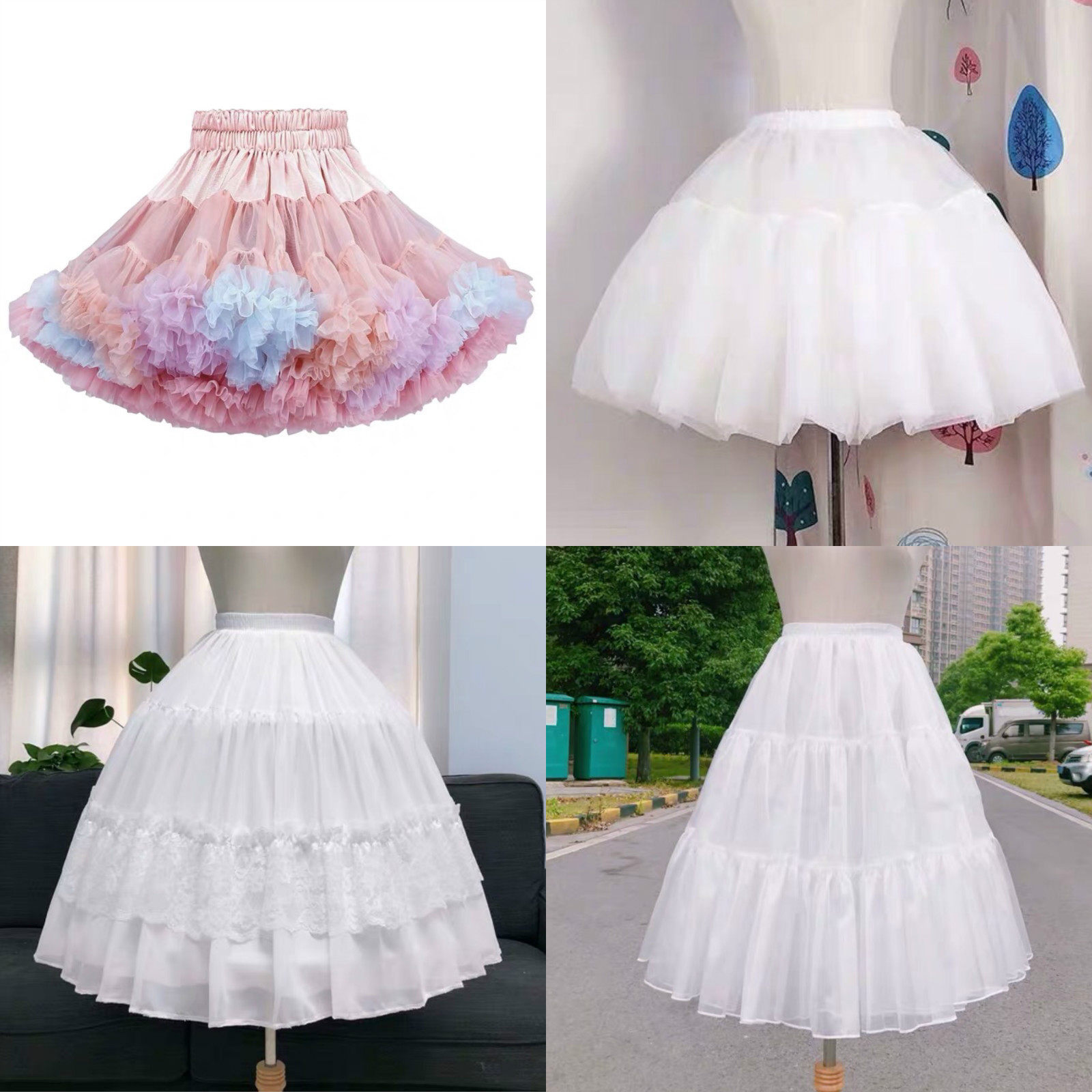 百搭lolita洛丽塔裙撑中长短款云朵彩虹无骨鱼骨暴力日常半身裙撑