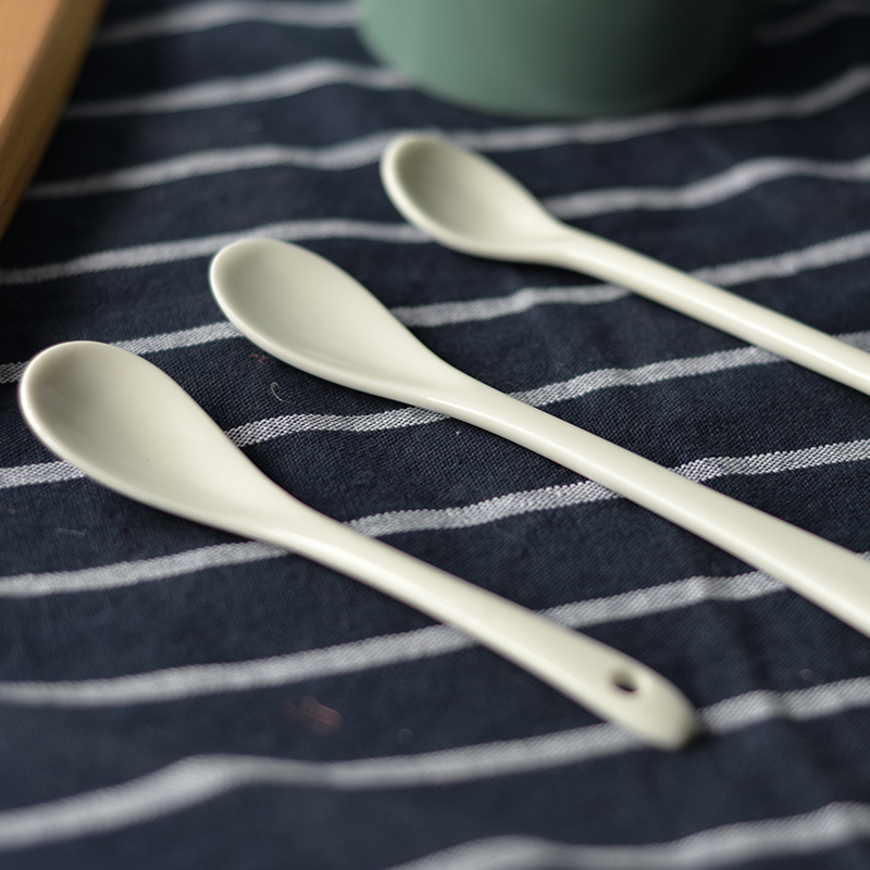 KEEPIN 简约白色陶瓷勺 家用汤勺饭勺日用汤匙小勺子搅拌勺咖啡勺