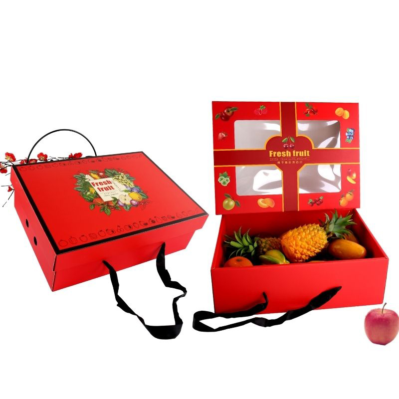 红色水果包装盒空盒子高档手提礼盒赣南脐橙柑橘葡萄柚礼品盒纸箱