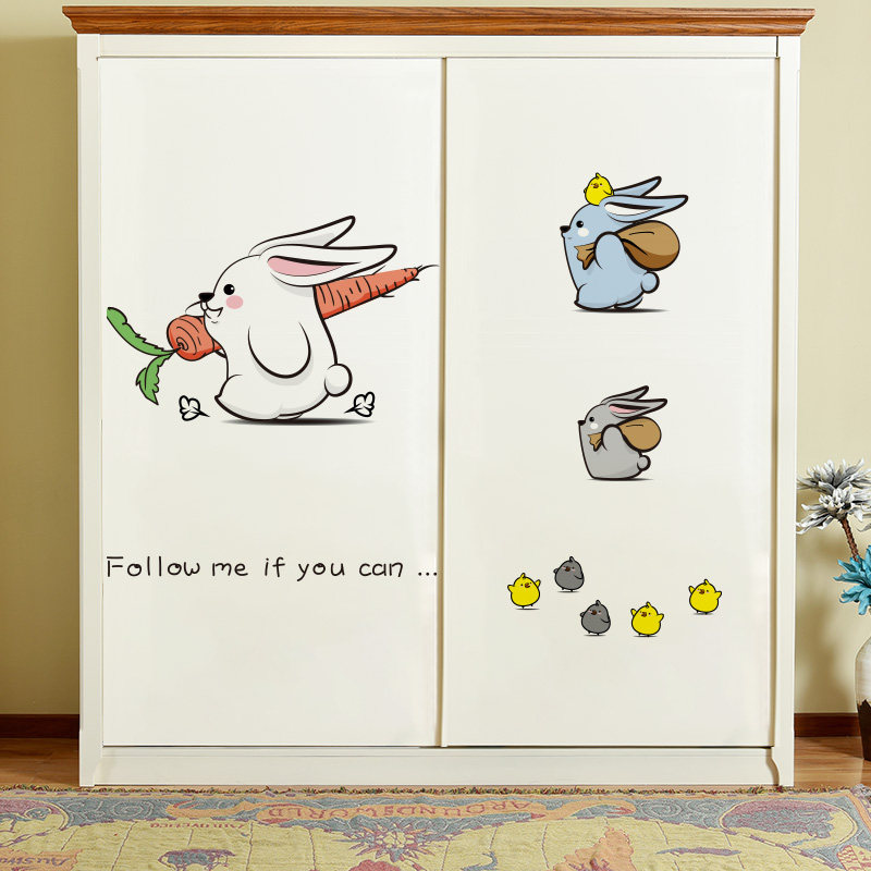 卡通橱柜衣柜贴纸柜门贴画柜子翻新家具装饰墙贴纸衣橱墙壁纸自粘