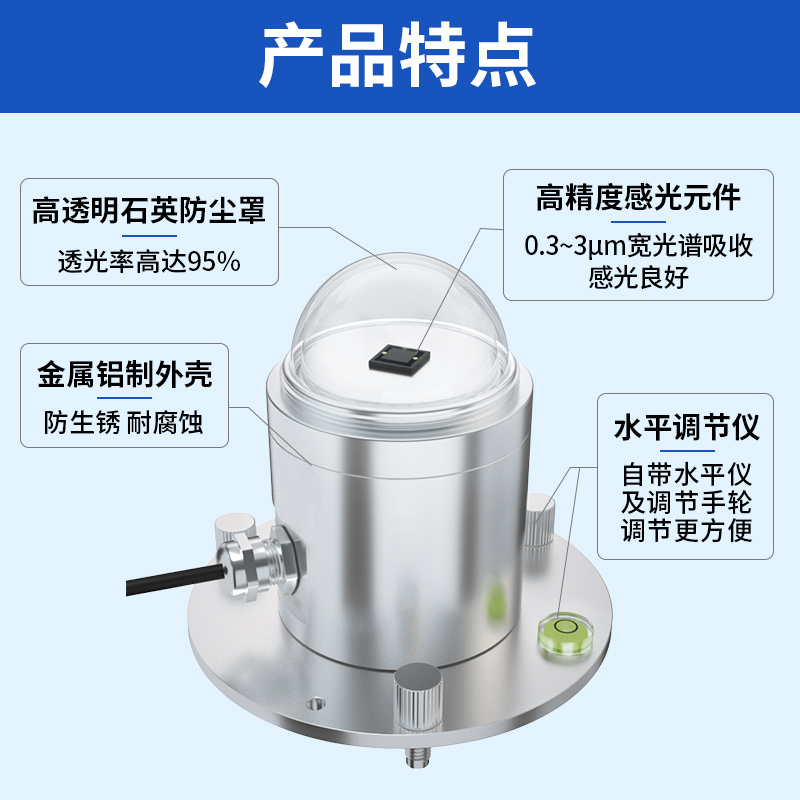 光电式太阳总辐射检测仪日照强度计辐射气象辐照度传感器变送器