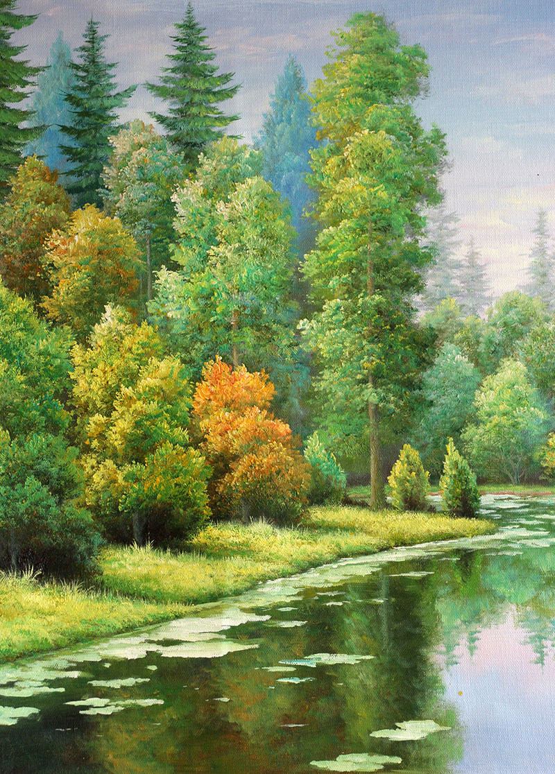 陈香勋《青山绿水》职业画家60x90cm 已装框(框如图)