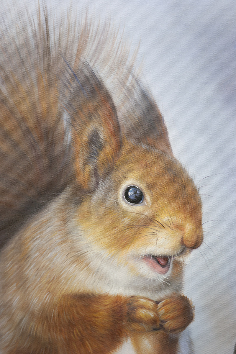 黄剑波《松鼠》收藏级 写实精品油画