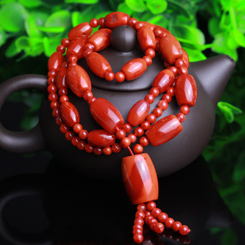 53.85克【火焰纹桶珠项链】天然南红玛瑙 寓意红红火火 经典特色