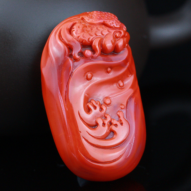 28.04克【萌鱼】满肉苏工天然南红玛瑙挂件