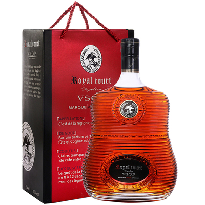 法国原瓶进口白兰地3斤皇庭拿破仑vsop洋酒1.5升40度自带手提包装