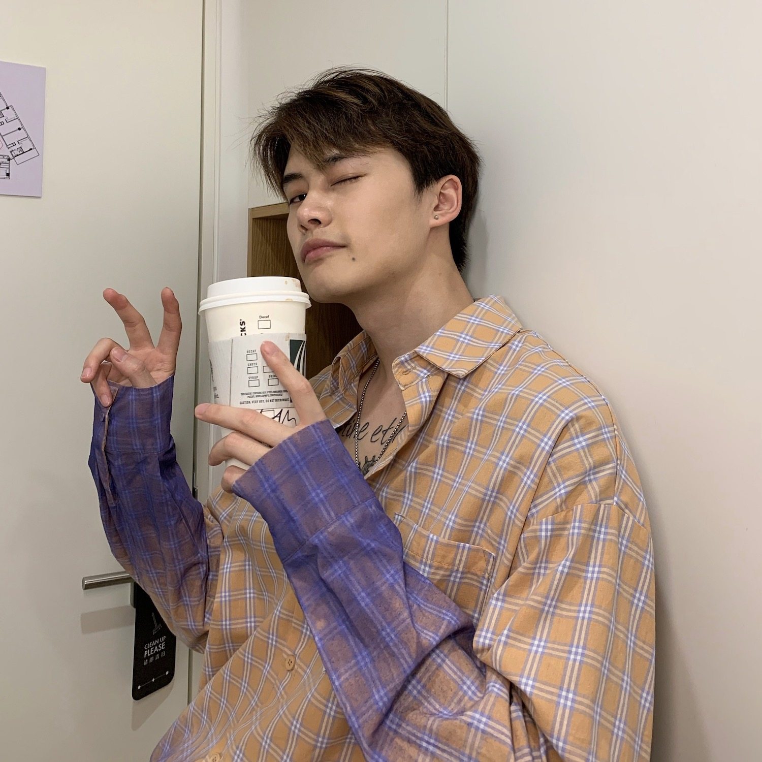 特价格子衬衣男长袖韩版潮 小清新_崔布局 韩版春季