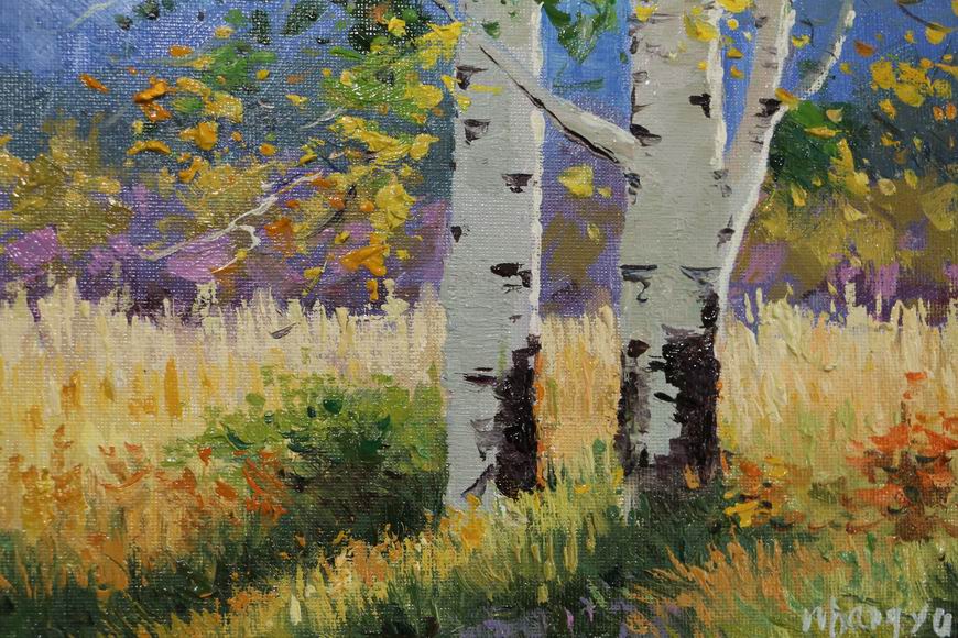 青年油画家王韦雨 《白桦树》