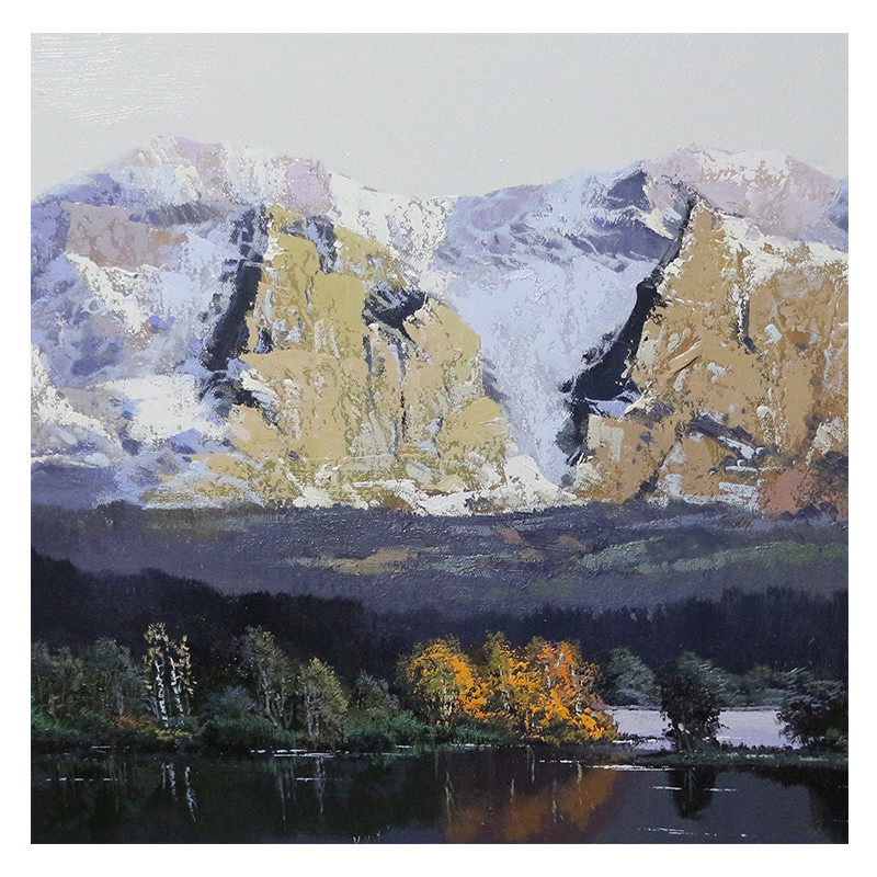 【双十二】 《雪山与湖》王春生 布面油画