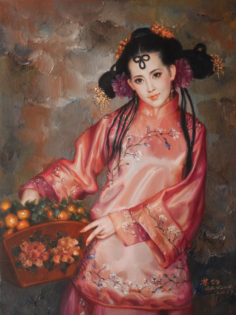 林本生《女子画像》布面油画61x81cm