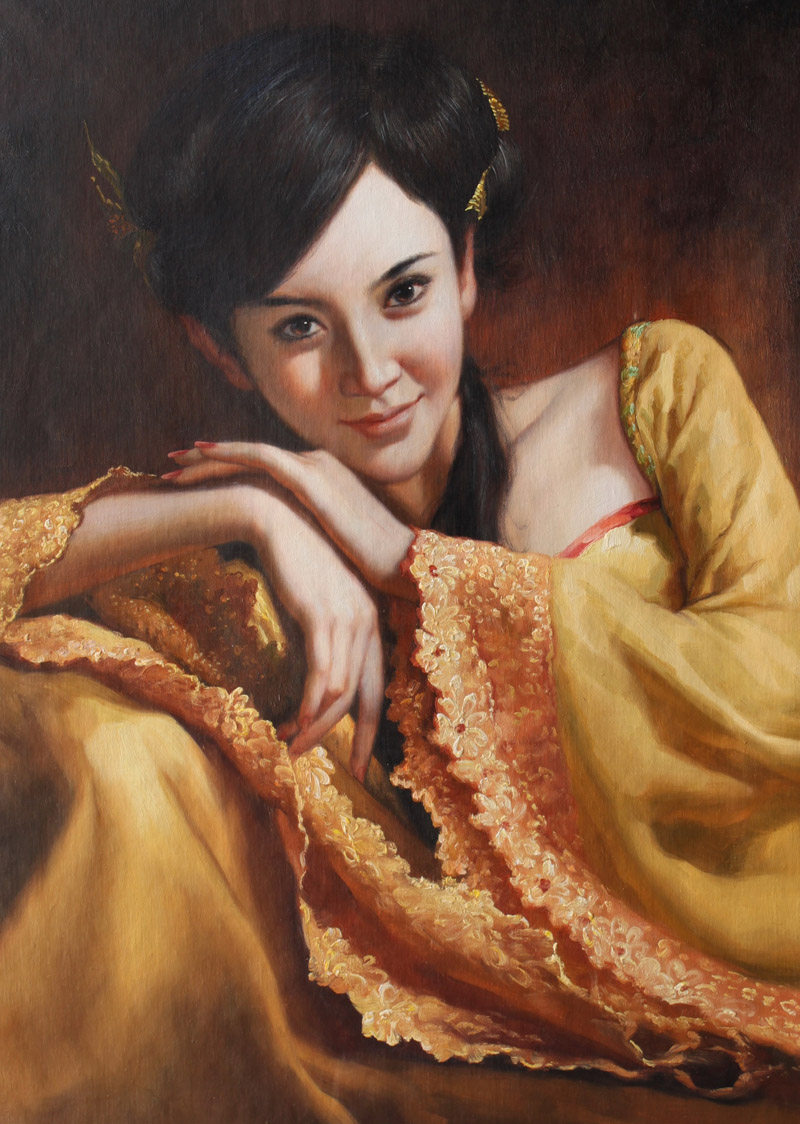 郑军《美人图》布面油画51x71cm