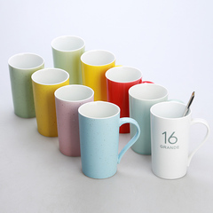 创意陶瓷杯子简约情侣水杯大容量喝水马克杯咖啡牛奶杯带盖勺定制