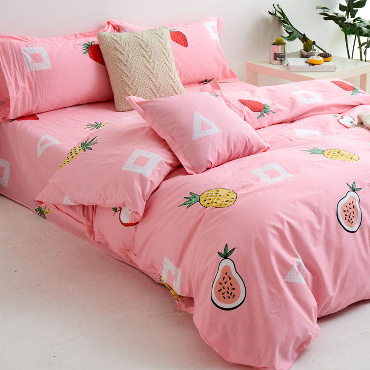 热销单人床床单单件 女生宿舍 可爱_粉色纯棉床单单件 可爱女生宿舍