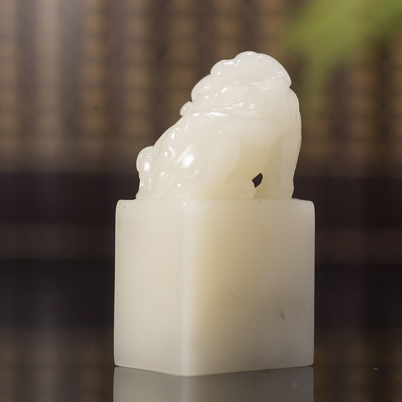 寿山精品芙蓉石《狴犴》印章可刻款 林斌工作室手工雕刻