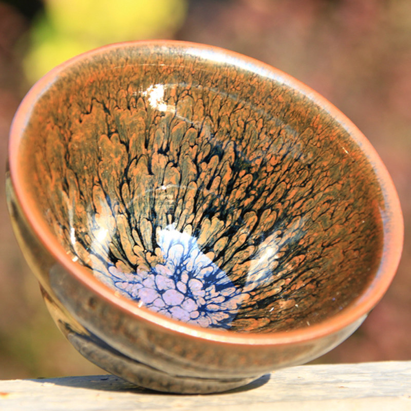 园艺建盏 罗丁《花开富贵》油滴紧密均匀 09077