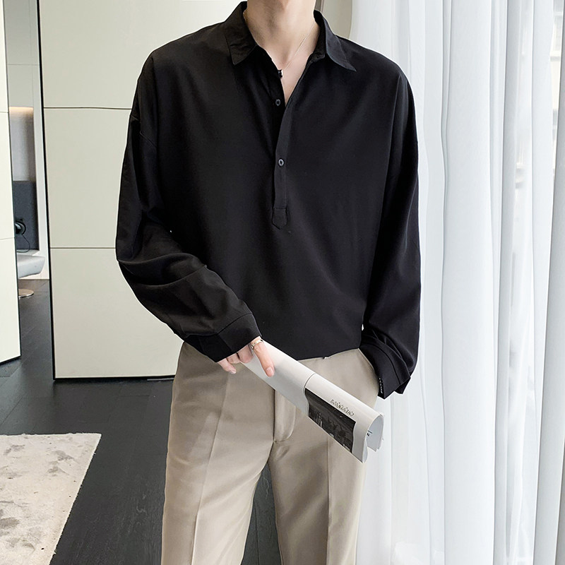 2021秋款轻熟禁欲系衬衣宽松套头长袖衬衫男c032cp58控78