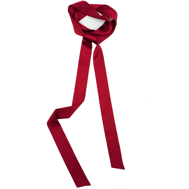 柔滑纯色双面真丝长丝带男女丝巾桑蚕丝围巾飘带领巾职业欧美风