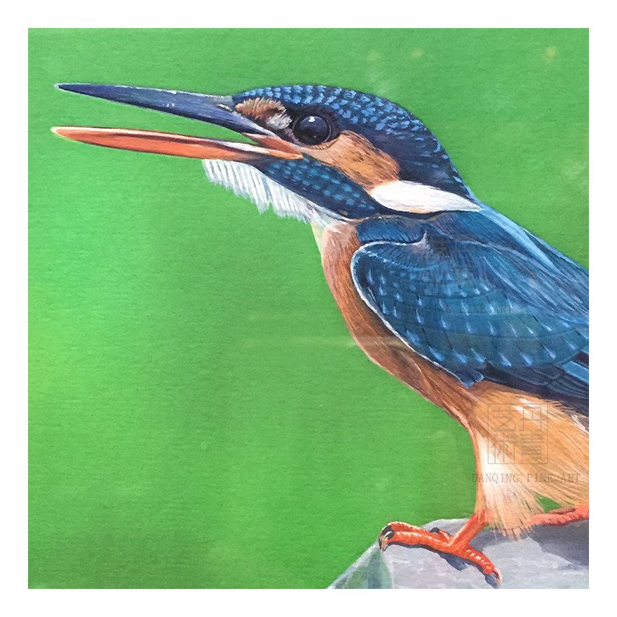 任君《翠鸟》超写实水粉