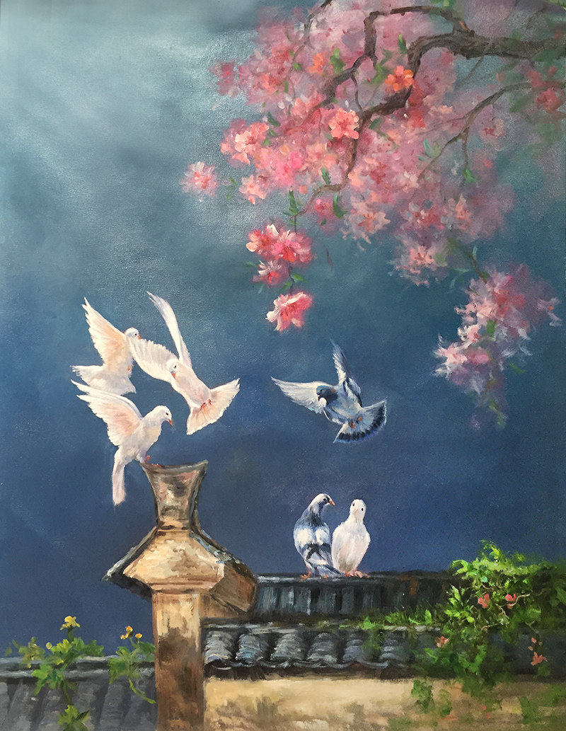 张明辉《鸽子》60*90cm