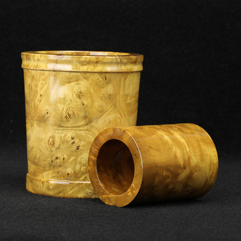 【瘤疤】黄金樟子母笔筒 表面瘤疤 花纹绚丽 家居摆放 美观实用