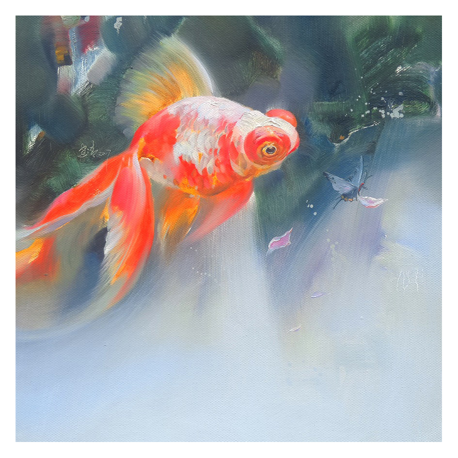 余建清《自由的鱼儿》实力派油画家