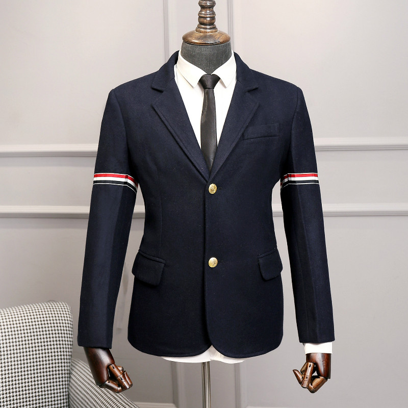 毛呢tb西服秋冬加厚羊毛呢西装欧美
