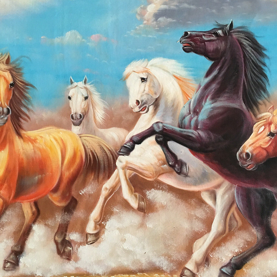 贺向华《八骏图》超大布面油画