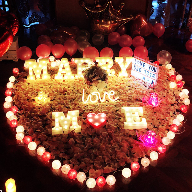 求婚布置创意用品现场房间求爱表白神器浪漫惊喜告白道具装饰灯