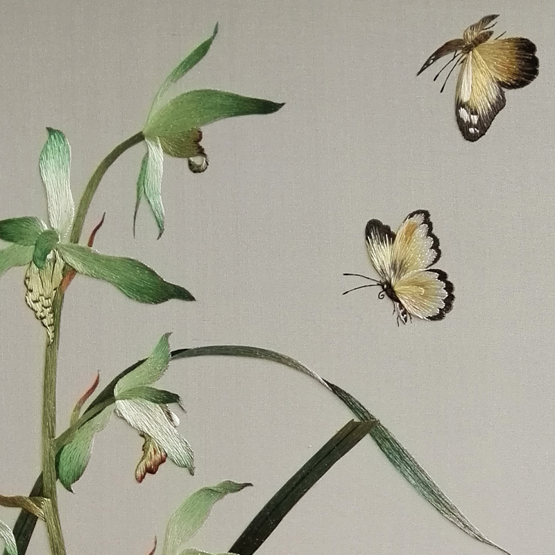 【兰花】纯手工苏绣成品 刺绣摆件 客厅屏风摆件 双面精微绣