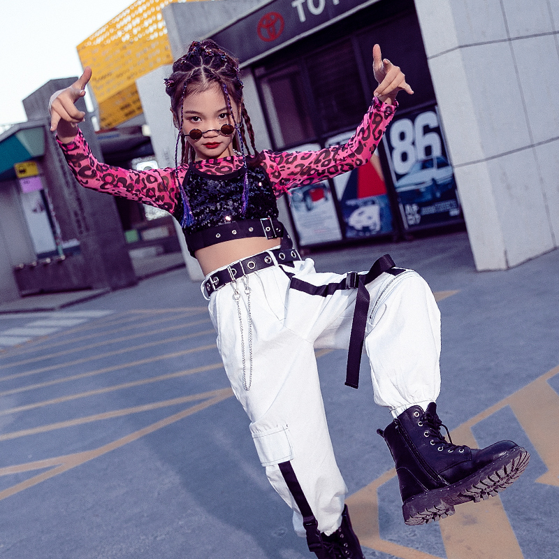 女童爵士舞服装女孩街舞套装少儿女童衣服走秀潮装儿童演出服秋冬