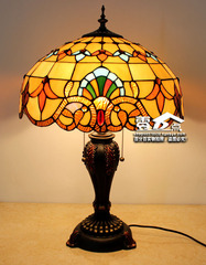 台灯卧室书房客厅装饰灯具高级精美欧式巴洛克蒂凡尼彩色玻璃艺术