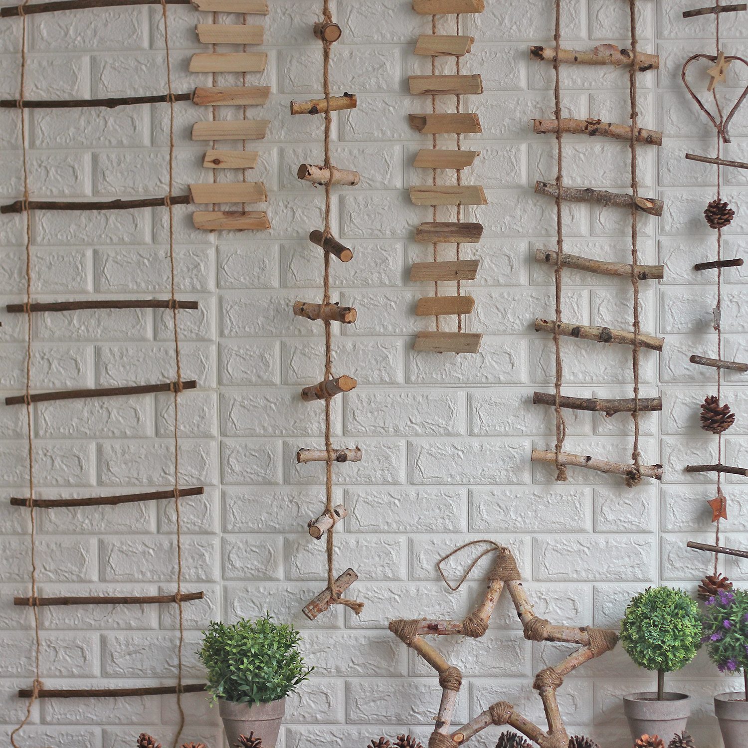 美甲店铺装饰墙面工作室花店服装店麻绳绳子楼梯幼儿园墙面装饰