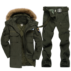 正品 户外军迷套服 男士101空降师冬季棉风衣加厚军大衣套装
