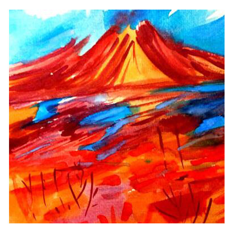 张若翰 作品《火山》 纸本水彩