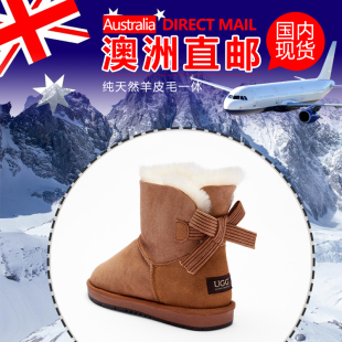 澳洲正品uggauzlandsheepskin冬经典羊皮毛一体3180蝴蝶结雪地靴