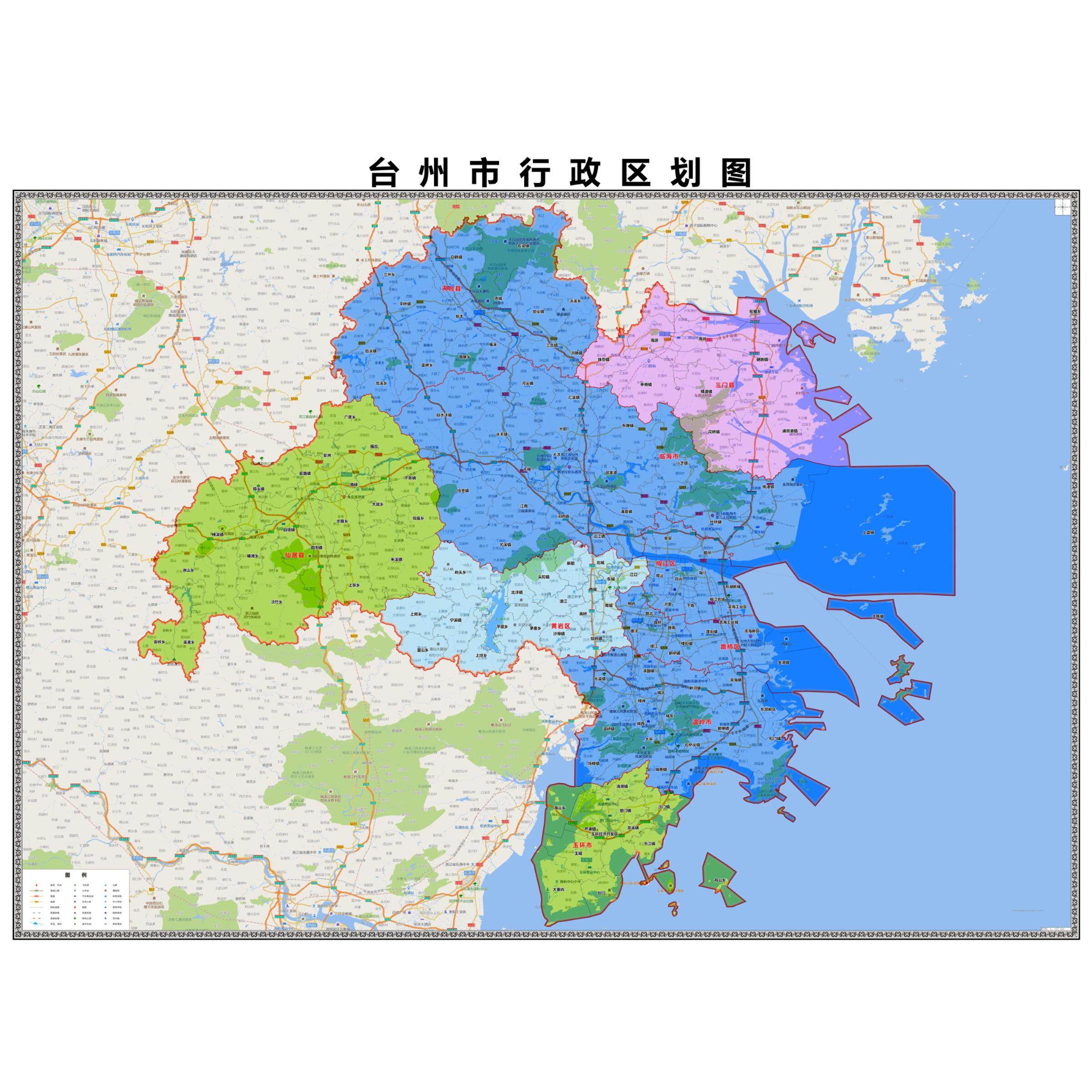 台州市县乡镇村庄地图区域图定制制作高清打印办公室挂图装饰画