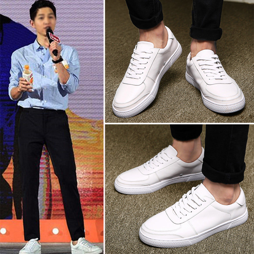 宋仲基同款白鞋_香港it代购男鞋高端明星同款鞋宋仲基小白鞋男纯皮